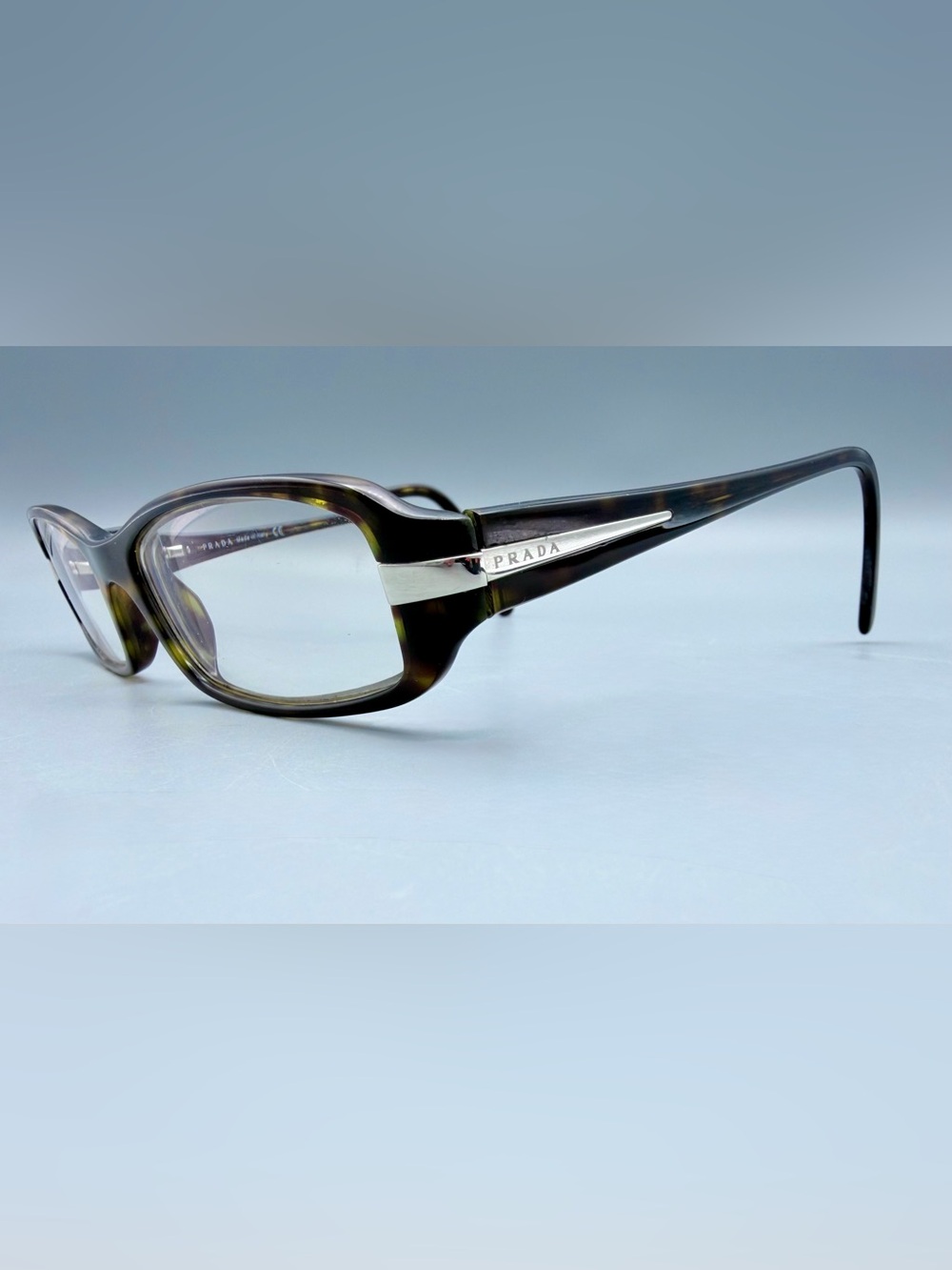 PRADA Glasses Frames Made In Italy Tortoise Shell with Silver Accents Authentic